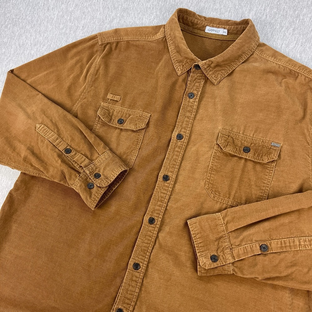 Gramicci Corduory Long Sleeve Shirt Mens XXL Brown "Knock On My Door" Pinwale